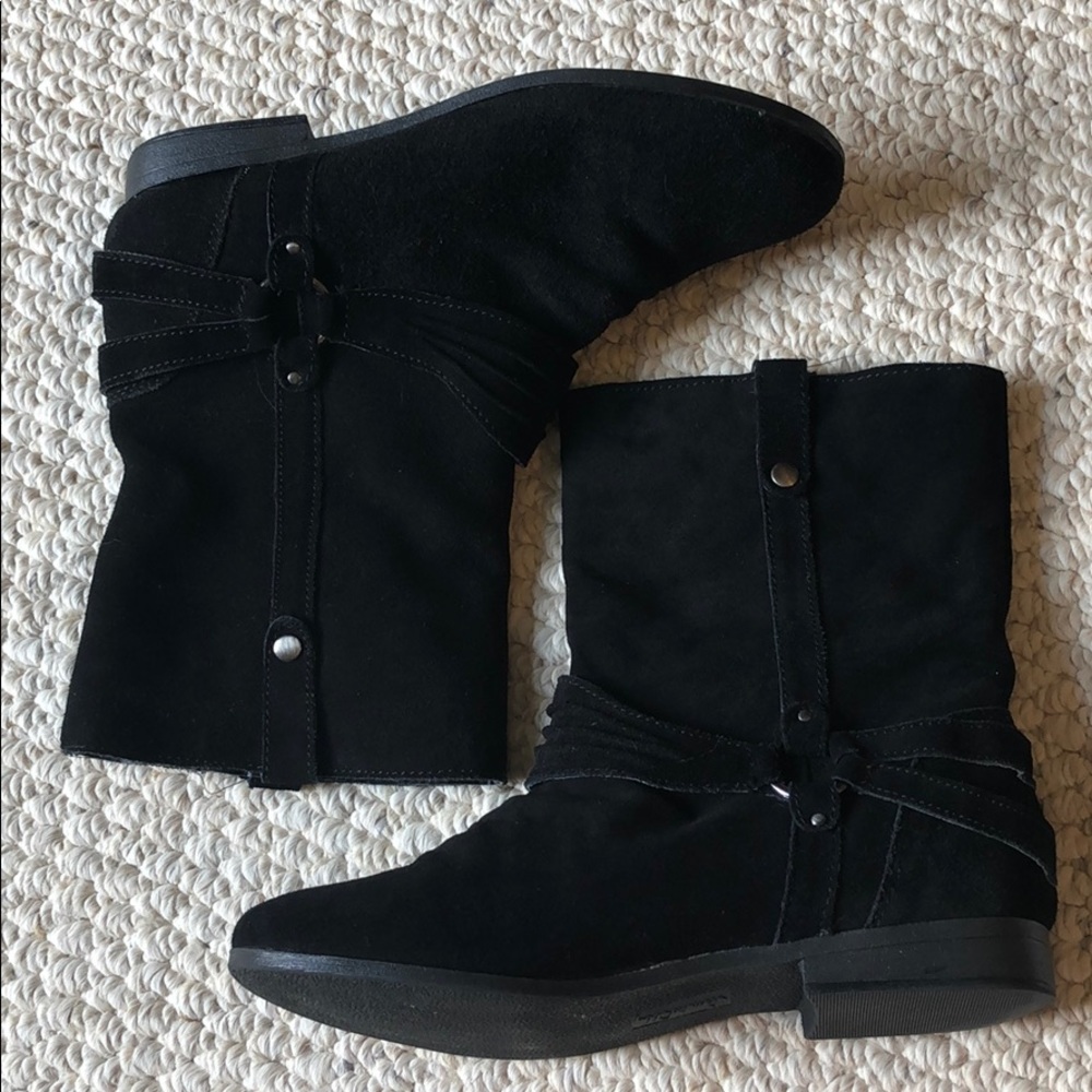 Black Faux Suede Ankle Boots